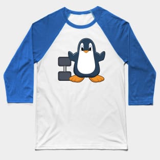 Penguin Bodybuilding Dumbbell Baseball T-Shirt